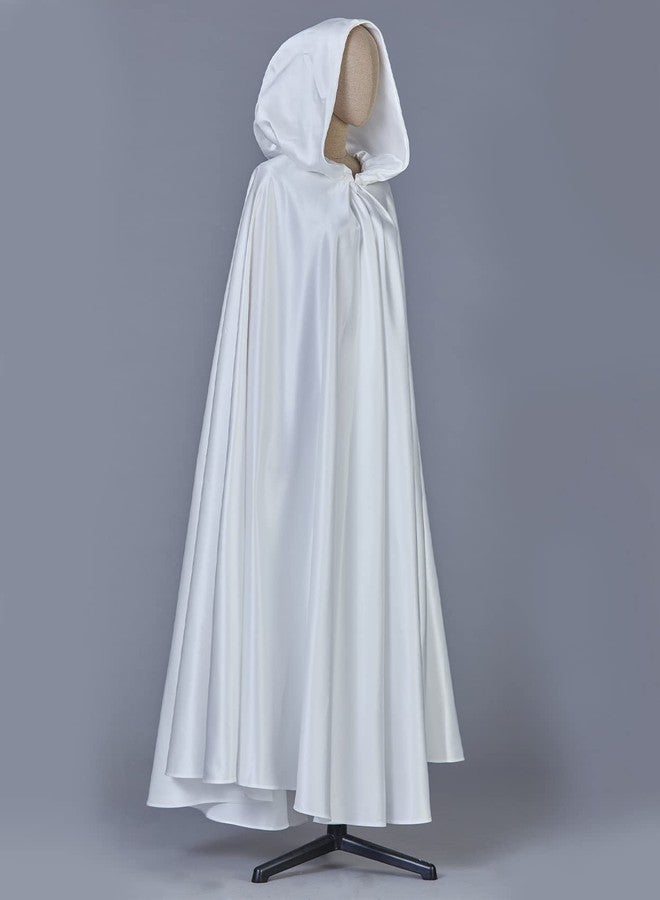 BEAUTELICATE Women's Wedding Hooded Cape Bridal Cloak Poncho Full Length White - Image 3